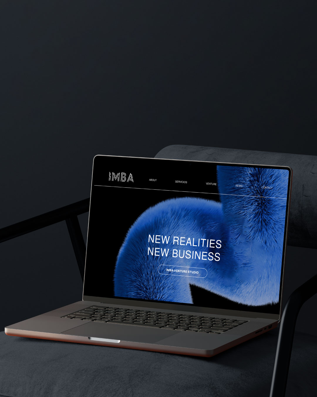 Pantalla de inicio del sitio web IMBA con visual hero y slogan "New Realities, New Business"